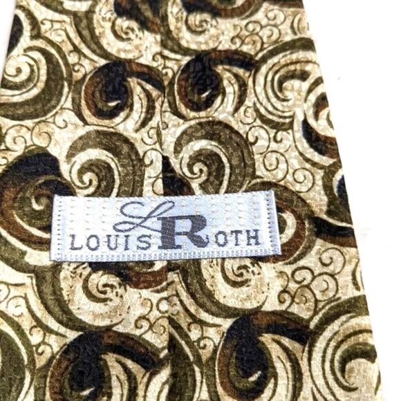 Vintage Men's 100% Silk Tie by Louis Roth w/Swirl Motif  - Made in Canada - Picture 3 of 12